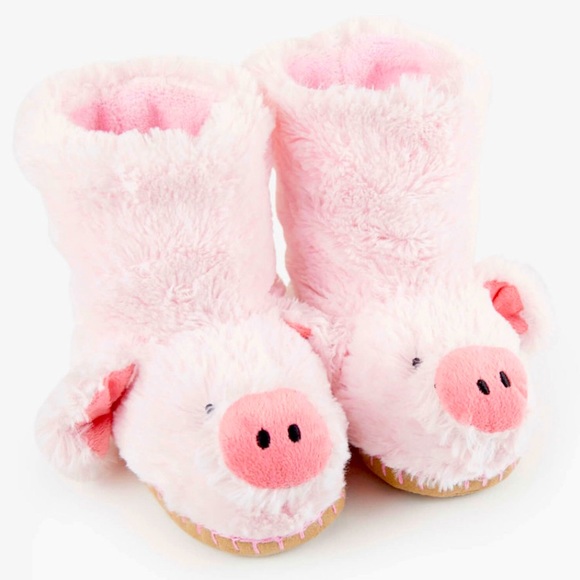 Kids Fuzzy Slouch Slippers - Piggies … rarely worn - Picture 2 of 8